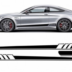 Stickere Laterale compatibil cu Mercedes C-Class C205 Coupe A205 Cabriolet (2014-up) C63 Design Negru Lucios STICKERC205PB