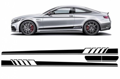 Stickere Laterale compatibil cu Mercedes C-Class C205 Coupe A205 Cabriolet (2014-up) C63 Design Negru Lucios STICKERC205PB foto