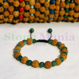 Bratara rudraksha 8mm si agat verde fatetat 6mm