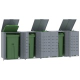 VidaXL Depozitare coș gunoi cu roți 5 coșuri gri 345x79x117 cm oțel