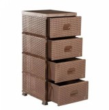 Dulap Plastic Ratan cu 4 Sertare, Depozitare Multifuncțională, Aspect Elegant, Ideal Baie Bucătărie Hol