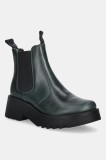 Fly London ghete chelsea de piele MEDI789FLY culoarea verde, cu platformă, P144789010