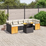 Cumpara ieftin Gossi set mobilier de gradina cu perne, 8 piese, negru, poliratan