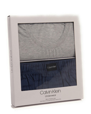 Set Pijama Calvin Klein Comfort Fleece pentru barbati, marimea M, Grey/Denim foto