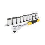 Stanley STMT82670-0, set clichet 3/8&quot; cu 72 dinti + 10 tubulare, blister