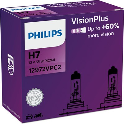 Set 2 Becuri Far H7 55W 12V Vision Plus (Cutie) Philips foto