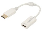 Adaptor DisplayPort - HDMI, 0,15m, alb, filtru de ferită