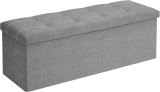 Cumpara ieftin Bancheta de depozitare Otoman Songmics Gri deschis 110x38x38 cm