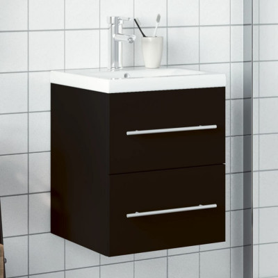 vidaXL Dulap pentru chiuveta de baie, lavoar &amp;icirc;ncorporat, negru foto