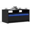 Gossi masuta de cafea cu lumini led, negru, lemn prelucrat