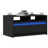 VidaXL Măsuță de cafea cu lumini LED, negru, lemn prelucrat