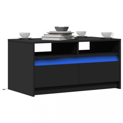 Măsuță de cafea cu lumini LED, negru, lemn prelucrat foto