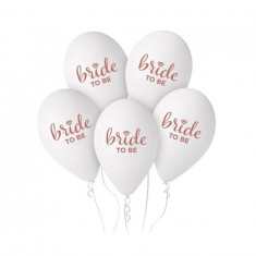 Set 5 baloane latex model Bride to be alb roz 32 cm