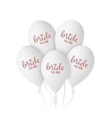 Set 5 baloane latex model Bride to be alb roz 32 cm foto