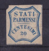 Italy Parma 1859 Definitives 20C blue Mi.14 Repaired Filler MH AM.546, Nestampilat