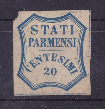 Italy Parma 1859 Definitives 20C blue Mi.14 Repaired Filler MH AM.546 foto