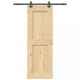 Usa glisanta vidaXL 80x210cm, lemn masiv pin, set feronerie inclus, maro, sina 152.5cm, interior/exterior, design modern