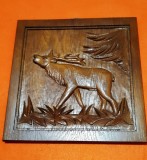 Tablou Sculptat Manual Vanatoresc Cerb Lemn Masiv ...