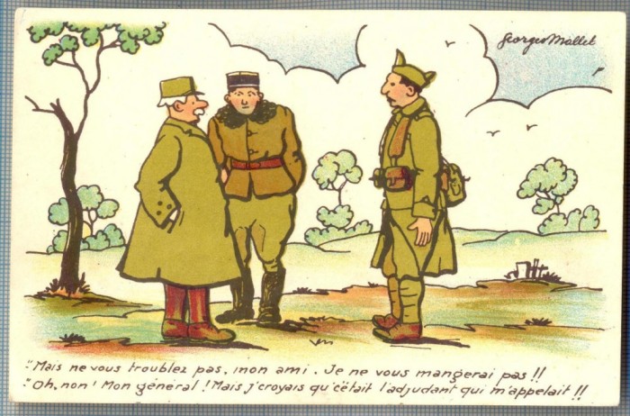 AX 96 CP VECHE INTERBELICA-UMORISTICA MILITARA - GENERAL GLUMIND CU UN SOLDAT