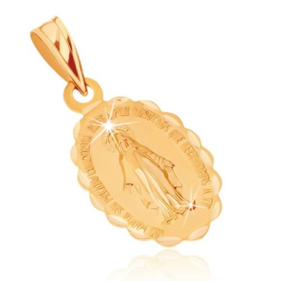 Pandantiv din aur galben 9K - medalion reversibil cu Fecioara Maria foto