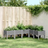 VidaXL Jardinieră de grădină cu picioare gri deschis 160x120x42 cm, PP