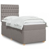 Cumpara ieftin Pat box spring cu saltea, gri taupe, 80x200 cm, textil