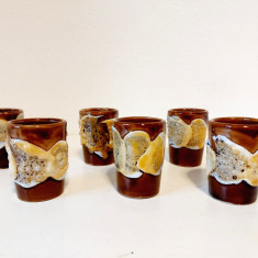 6 pahare tuica ceramica fat lava studio-art, shot, vintage, 6cm x 4 cm
