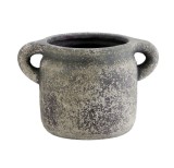 Vaza flori teracota neagra bej 18,5 x 18 cm