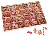 Cumpara ieftin Set 288 ornamente brad lemn cu clips 44x29x3 cm