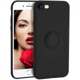 Husa protectie flippy compatibila cu apple iphone 7/8/se 2020 liquid silicone ring cu suport rotativ negru