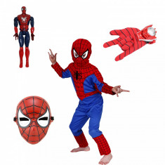 Set costum Spiderman marimea M figurina masca si manusa cu lansator foto