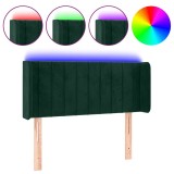 Cumpara ieftin Tablie de pat cu LED, verde inchis, 83x16x78/88 cm, catifea