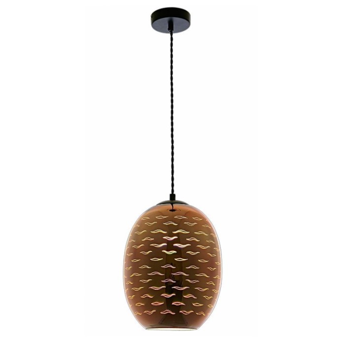 Pendul 3D GLASS COPPER &ndash; E27 MAX 40W COPPER SEA GULL D220xH275mm