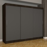 Dulap Dormitor Nova Eco 250 cm x 200 cm , fara oglinda , wenge cu usi glisante gri
