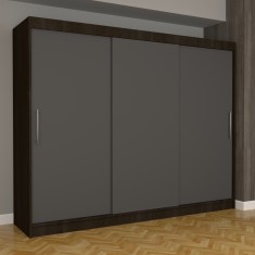 Dulap Dormitor Nova Eco 250 cm x 200 cm , fara oglinda , wenge cu usi glisante gri
