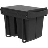 HOMCOM Coș de gunoi glisant sub chiuvetă, coș pentru colectare selectivă, 2 x 20L, găleți interioare detașabile, 52 x 33,5 x 41 cm, negru | Aosom Roma