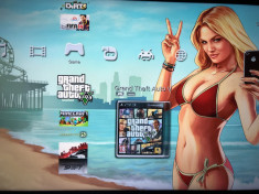 Consola PlayStation 3 PS3 Slim 500GB Modat + controller + hdmi + 10 JOCURI GTA 5 foto