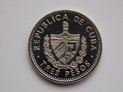 3 PESOS 1992 CUBA-AUNC foto