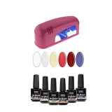 Kit test mic - lacuri gel UV 6x15ml + lampă UB albă cu un bec 9W, INGINAILS