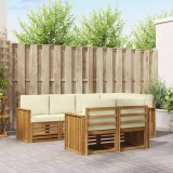 vidaXL Seturi de canapele 7 pcs Natural și Crem Lemn Solid de Acacia 3374965
