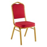 Cumpara ieftin Scaun bisericesc / conferinta Hilton stivuibil material textil rosu metal auriu de evenimente 45x51x96cm