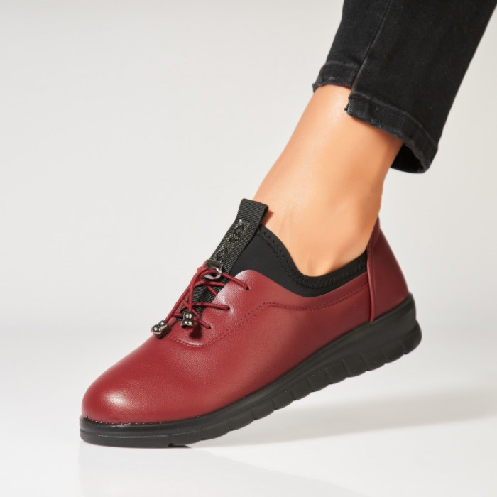 Pantofi dama casual Bordo din Piele Ecologica Kailana