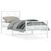 Gossi cadru de pat metalic cu tablie de cap/picioare, alb, 80x200 cm