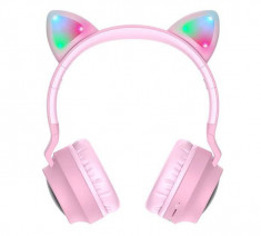 Casti Wireless Hoco W27 Cat Ear BT 5.0 Roz foto