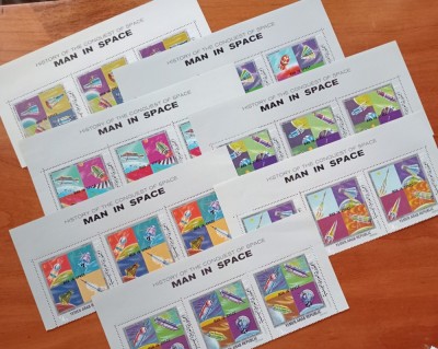 YEMEN(REGAT)-&amp;#039;&amp;#039;OM IN SPATIU&amp;#039;&amp;#039;-Set 7val in bloc de 3-MNH-NESTAMP. foto
