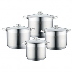 Set 4 oale Alden din inox cu capace din sticla termorezistenta, 8 piese, Peterhof foto