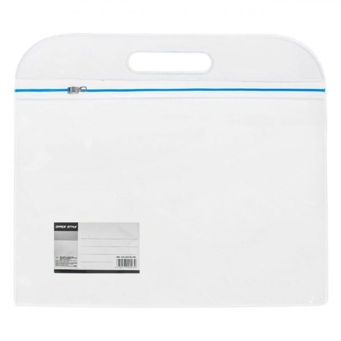 Dosar Arhivare, Model Transparent, Fermoar Albastru, M&acirc;ner Transparent, Dimensiuni 33x24cm