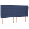 Tablie de pat cu aripioare, albastru, 163x23x118/128 cm, textil