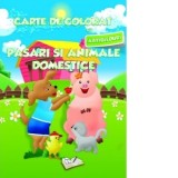 Carte de colorat cu abtibilduri - Pasari si animale domestice