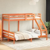 VidaXL Pat supraetajat 80x200/140x200 cm maro ceruit lemn masiv de pin